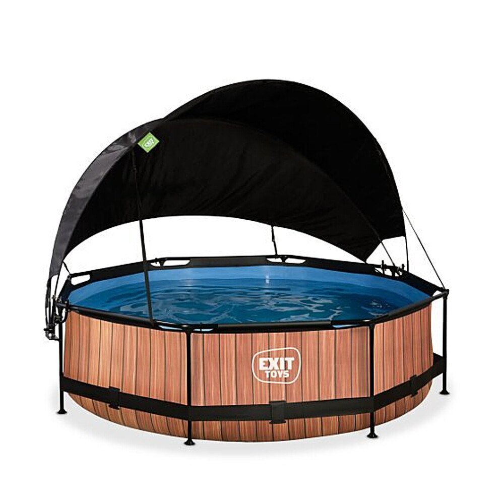 Exit Toys Exit Wood Pool 10Ft X 30In With Filter Pump And Canopy – Brown