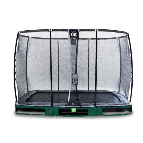 EXIT TOYS EXIT Elegant Premium Ground Trampoline 7x12ft with Deluxe Safety Net – Green 1