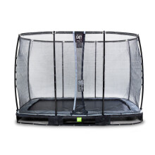 EXIT Elegant Premium Ground Trampoline 7x12ft with Deluxe Safety Net – Black