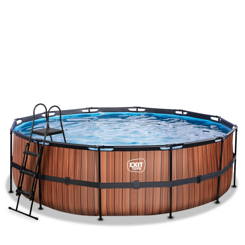 EXIT TOYS EXIT Wood Pool 15ft x 48in with Sand Filter Pump – Brown 1