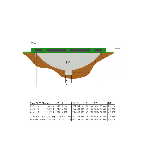 EXIT TOYS EXIT Elegant Ground Trampoline 8x14ft with Economy Safety Net – Green 2