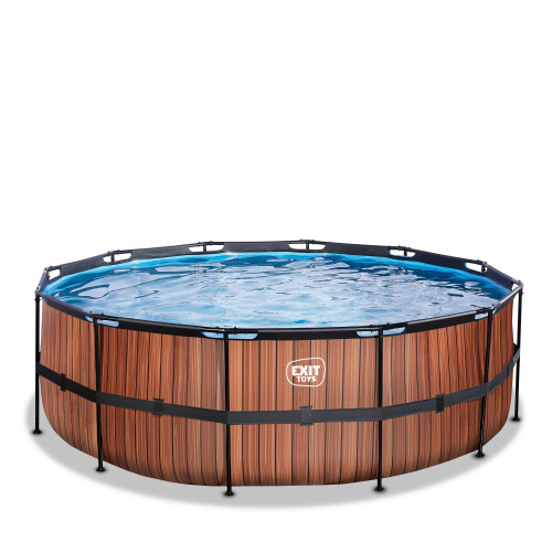 EXIT TOYS EXIT Wood Pool 14ft x 48in with Sand Filter Pump – Brown 2