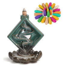Ceramic Smoke Backflow Incense Burner Censer Holder Cones Natural Aromatherapy