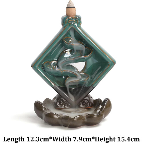 Ceramic Smoke Backflow Incense Burner Censer Holder Cones Natural Aromatherapy 1