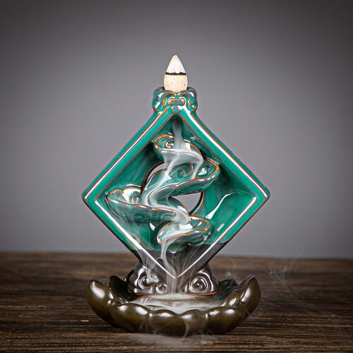 Ceramic Smoke Backflow Incense Burner Censer Holder Cones Natural Aromatherapy 2