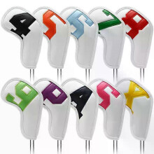 (Colorful White) Golf iron head cover magnet closed digital gradient easy to use for fast delivery