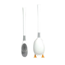 (White) Toilet Brush For Bathroom With Holder Set, Diving Duck Silicone Toilet Cleaner Brush For Bathroom Toilet
