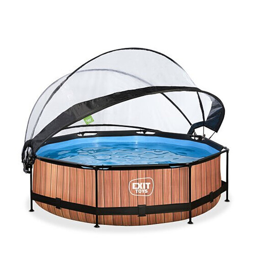 EXIT TOYS EXIT Wood Pool 10ft x 30in with Filter Pump and Dome – Brown 2