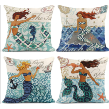 Fronhas decorativas em estilo mediterrâneo, capas de almofada com tema oceânico, em linho, com zíper invisível, duráveis para uso interno e