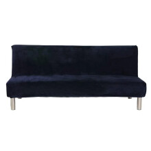 Lyxigt mikrofiberöverdrag, tjockt plyschfutonöverdrag för armlös bäddsoffa, polyesterspandex stretch (marinblå queen size)