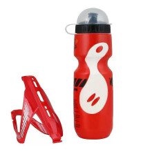 (04) 650ml Cycling Bottle With Holder Mountain Bike Carbon Fiber Textured V-shaped Bottle Set Outdoor  Water BottlesCycling Accessory