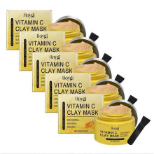 (5PCS) 1-5x Vitamin C Clay Mask for Dark Spots, 10-Minutes Turmeric Clay Face Mask Skin Care, Deep Cleansing Pores, Improves Uneven Tone 100g
