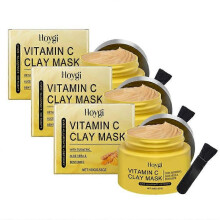 (3PCS) 1-5x Vitamin C Clay Mask for Dark Spots, 10-Minutes Turmeric Clay Face Mask Skin Care, Deep Cleansing Pores, Improves Uneven Tone 100g