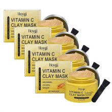 (4PCS) 1-5x Vitamin C Clay Mask for Dark Spots, 10-Minutes Turmeric Clay Face Mask Skin Care, Deep Cleansing Pores, Improves Uneven Tone 100g