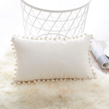 Capas de almofada aconchegantes, capas de almofada luxuosas com toque macio, detalhes em pompons e estampa listrada, capas de almofada decorativas de