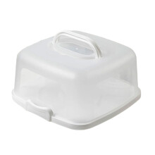 Transparante plastic taartopbergdoos met handvat voor het-Wit
