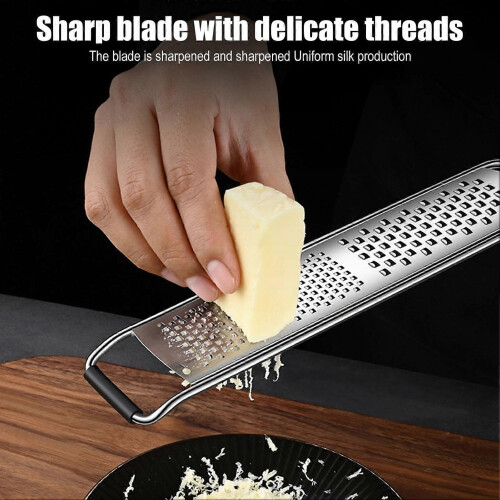 (B) 304 Stainless Steel Grater with Anti-Slip Handle Multi-Function Cheese Chocolate Lemon Zester Nutmeg 2