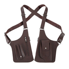 (Brown) Anti-Theft Shoulder Bag Security Backpack Slim Crossbody Hidden Underarm Chest Pack with Adjustable Straps Compact Travel Organizer