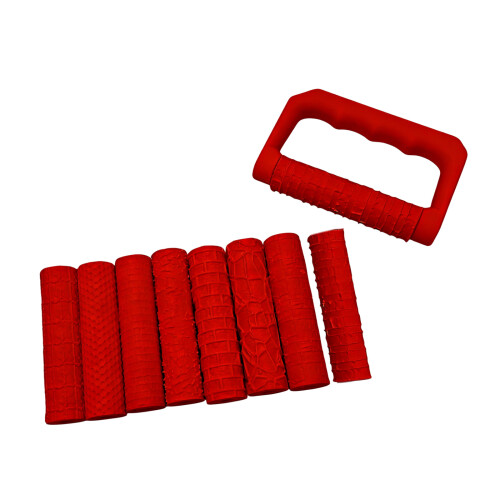 Pack of 9 Multi Pattern 3D Printed Clay Texture Rollers Set-Red