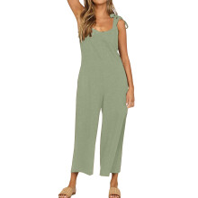 Women's casual loose-fitting long overalls,-Light Green XXXL
