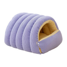 (L, Purple) Pet House Bed Non-Slip Base Removable Washable Cover Cave Design Washable Cat Bed with Zipper Indoor Outdoor Portable Nest