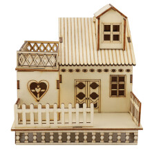 Quebra-cabeça de madeira Creative3D, kit desafiador para montar uma casa em miniatura com design moderno, madeira natural gravada a laser para
