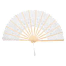 Leques de renda vazada feitos à mão, decoração elegante para festa de casamento, leques leves de bambu para chá de panela (branco)