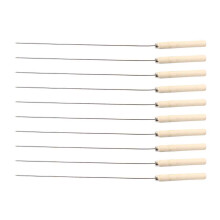 Brochettes de barbecue en acier inoxydable, ustensiles de grillade réutilisables avec manche en bois pour une cuisine polyvalente, parfaits pour les