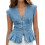 Lightweight Summer Jeans Camisole Ladies Backless-light blue L 1