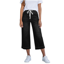 Capris Jeans for Women Trendy Wide Leg Pants High-Black XXXL
