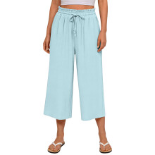 Pantalons pour femmes, pantalons Gaucho à jambes-Bleu clair XL