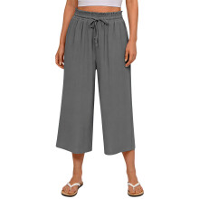 Damenhose, stilvolle und lässige Gaucho-Hose mit-Dunkelgrau L
