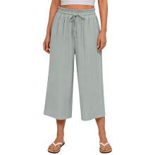 Pantalons pour femmes, pantalons Gaucho Ă jambes-Gris clair XL