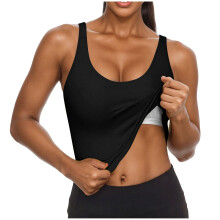 Women's sleeveless bra strap vest with square neck,-Black XXL