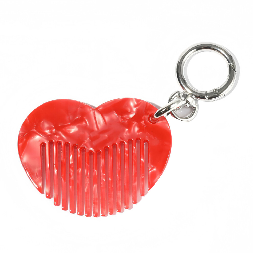 Unisex Red Trendy Compact Hair Comb Keychain Must Have Bag Decoration