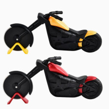 2er-Set Motorrad-Pizzaschneider, Premium-Qualität, rostfreier Edelstahl (gelb, schwarz)