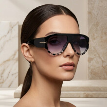 Chique oversized cat-eye zonnebril voor dames, luxe vintage zonnebril met groot montuur, UV400-bescherming met kleurverloop, zwart-grij