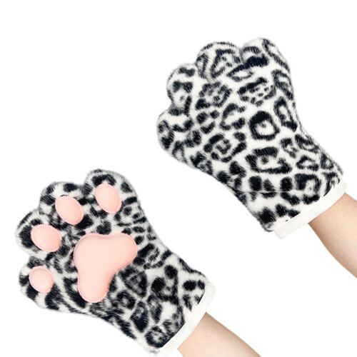 Elastic Animal Headband Detailed Leopard Design-Paws white