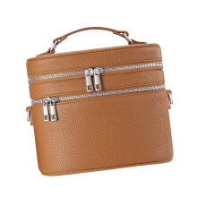 Fashionable Cosmetic Holder Containing Two Compartments-brown