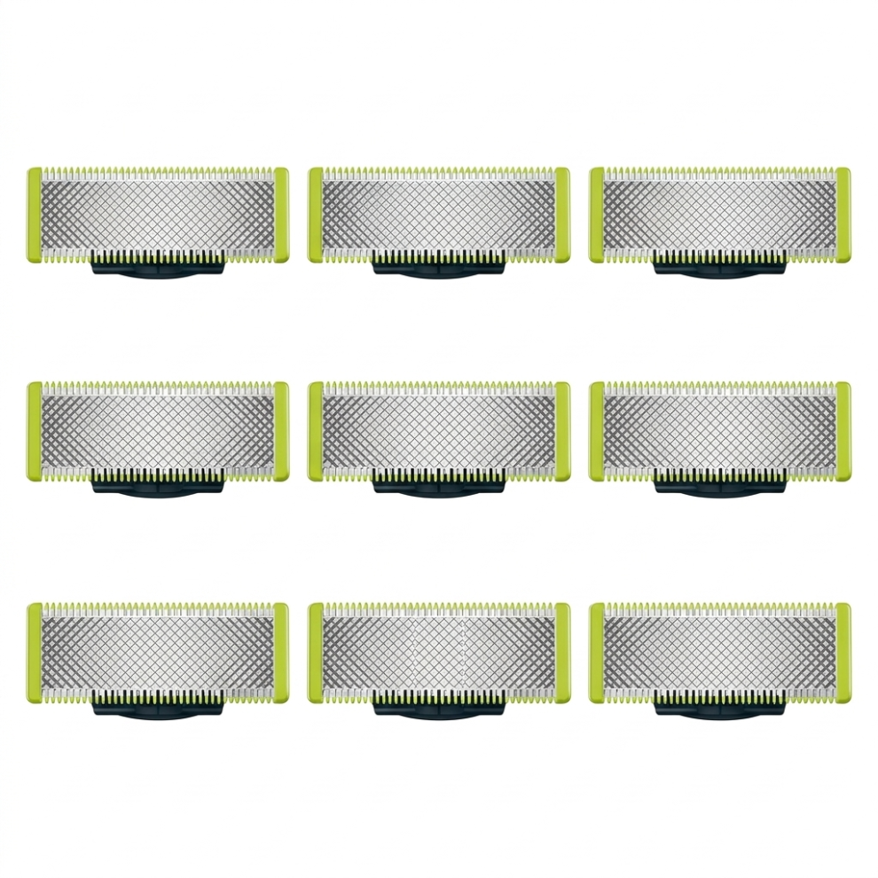 Green 9Pcs Replacement Heads Compatible With The Qp2520 Small T-Blade Shaver, Qp2523, Qp2630 And 6510 Series Shavers, Including Blades.