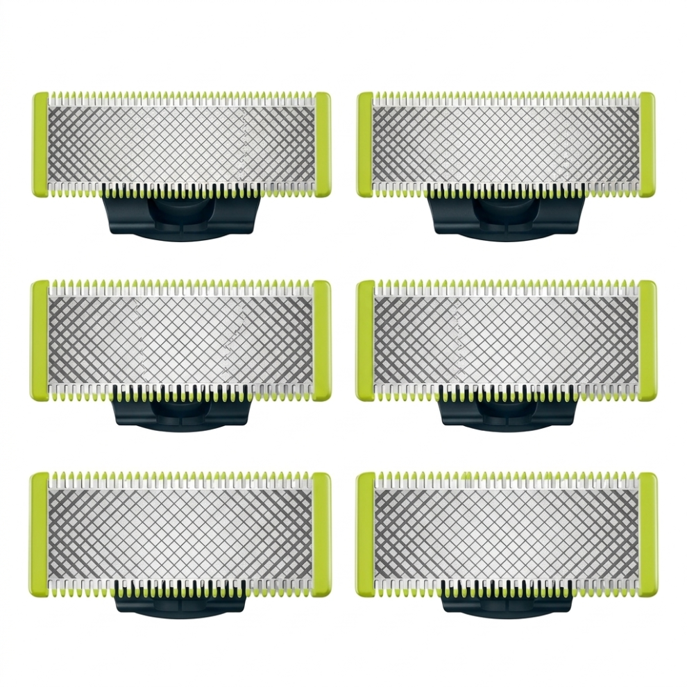 Green 6Pcs Replacement Heads Compatible With The Qp2520 Small T-Blade Shaver, Qp2523, Qp2630 And 6510 Series Shavers, Including Blades.