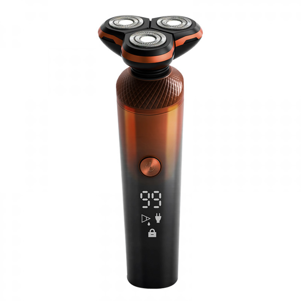 Black Rechargeable Electric Rotary Shaver For Men Â 3D Floating Triple Blade Razor With Led Displayï¼Brownish Ï¼