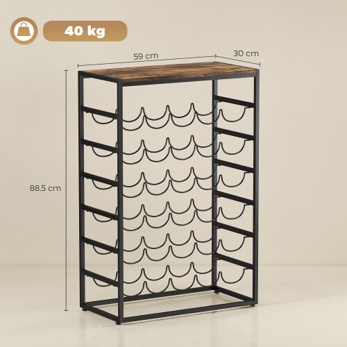 Homcom HOMCOM 30 Bottles Wine Rack, 6 Tier Wine Storage Holder, Rustic Brown 2