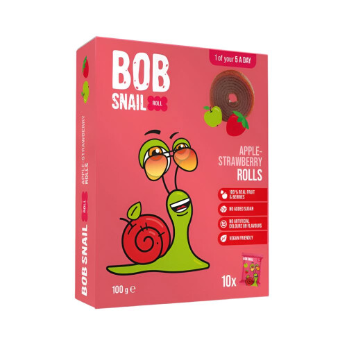 BOB SNAIL Przekąska jabłko - truskawka 100gr
