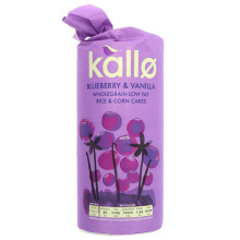 Kallo Blueberry & Vanilla Corn & Rice Cakes, Wholegrain Low Fat Healthy Snacks f