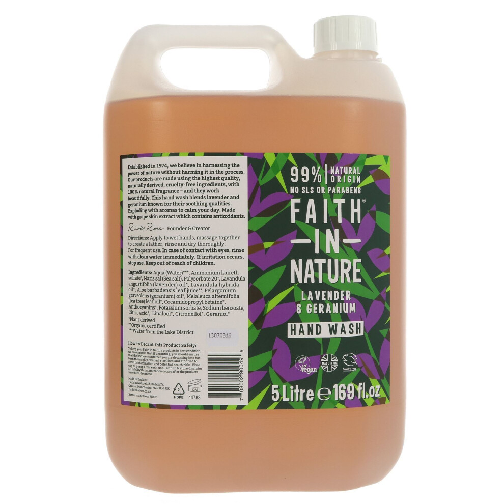 Faith In Nature Lavender & Geranium Hand Wash 5Ltr - Image 13