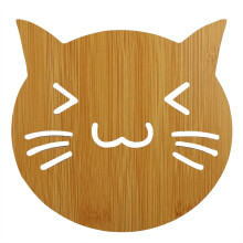 Suporturi unice pentru pahare, suporturi pentru pahare din bambus cu model de desene animate, set de 6, lemn ecologic, design gol cu izolație
