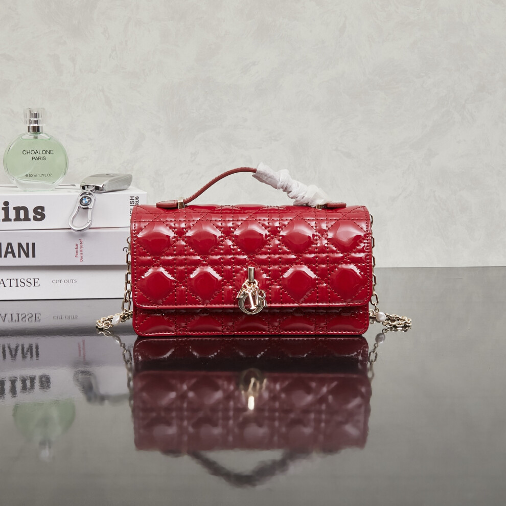 Xhrain Dior Lady Patent Clutch French Romance Summer Bag Red