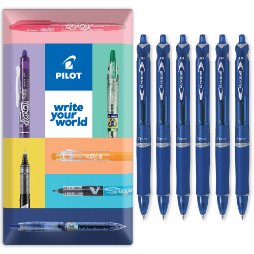 Pilot Pilot Acroball Retractable Ballpoint Pen 1.0mm Blue Pack of 6