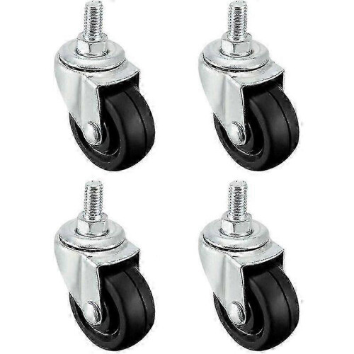 4 Rubber Wheels 40mm Diameter With M8 Threaded Rod For Assembly